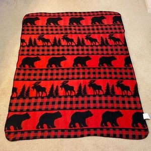 red and black bear and moose blanket